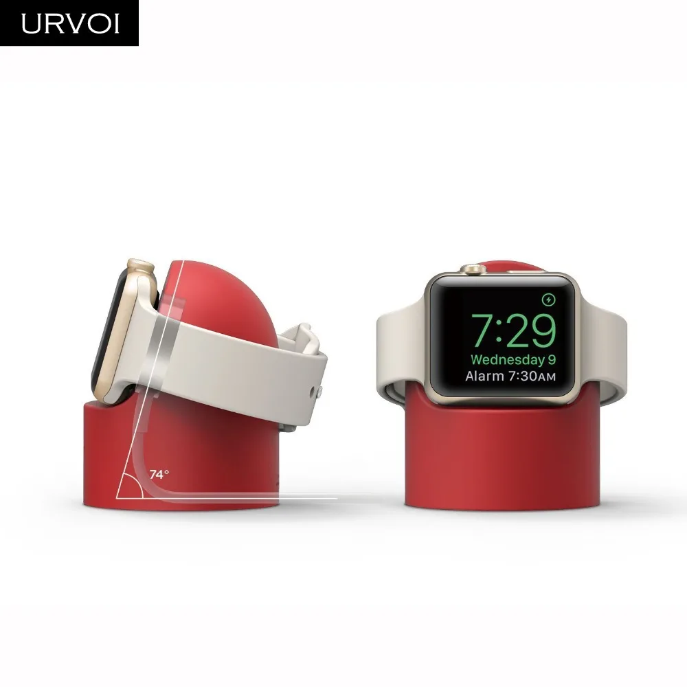 URVOI حامل ل apple watch سلسلة 4 3 2 1 حامل watchOS 5 منضدة إصلاح حارس PC المنزل جهاز شحن جولة سيليكون