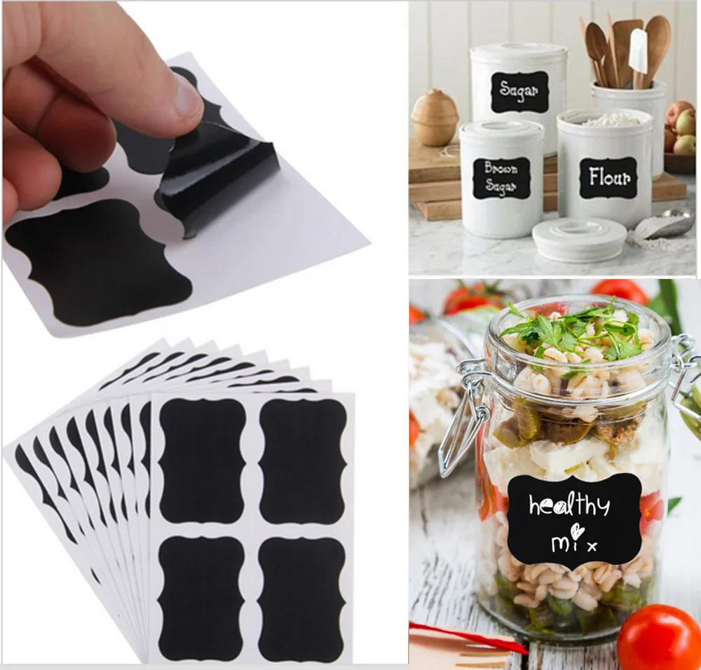 

36pcs Reusable Chalkboard Labels with Erasable White Smooth Liquid Chalk Marker - Premium Stickers for Jars