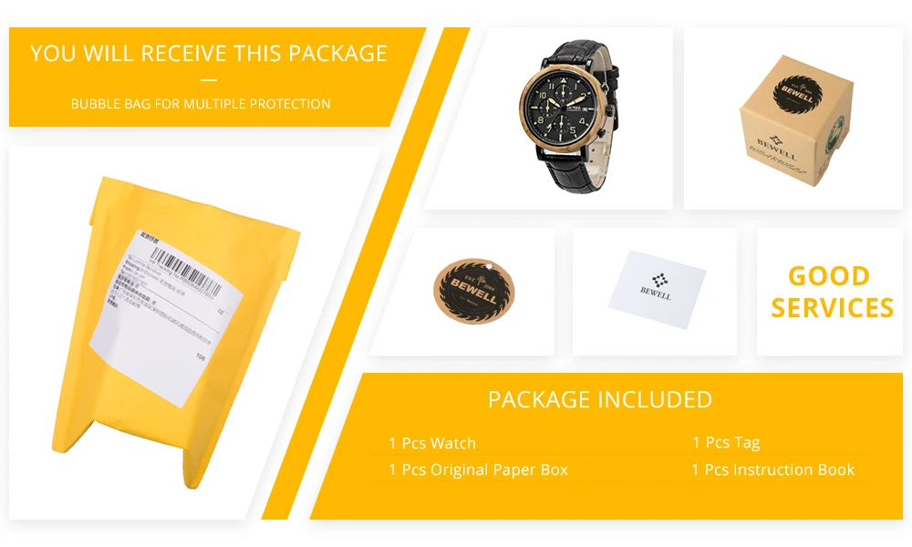 BEWELL WOODEN WATCH