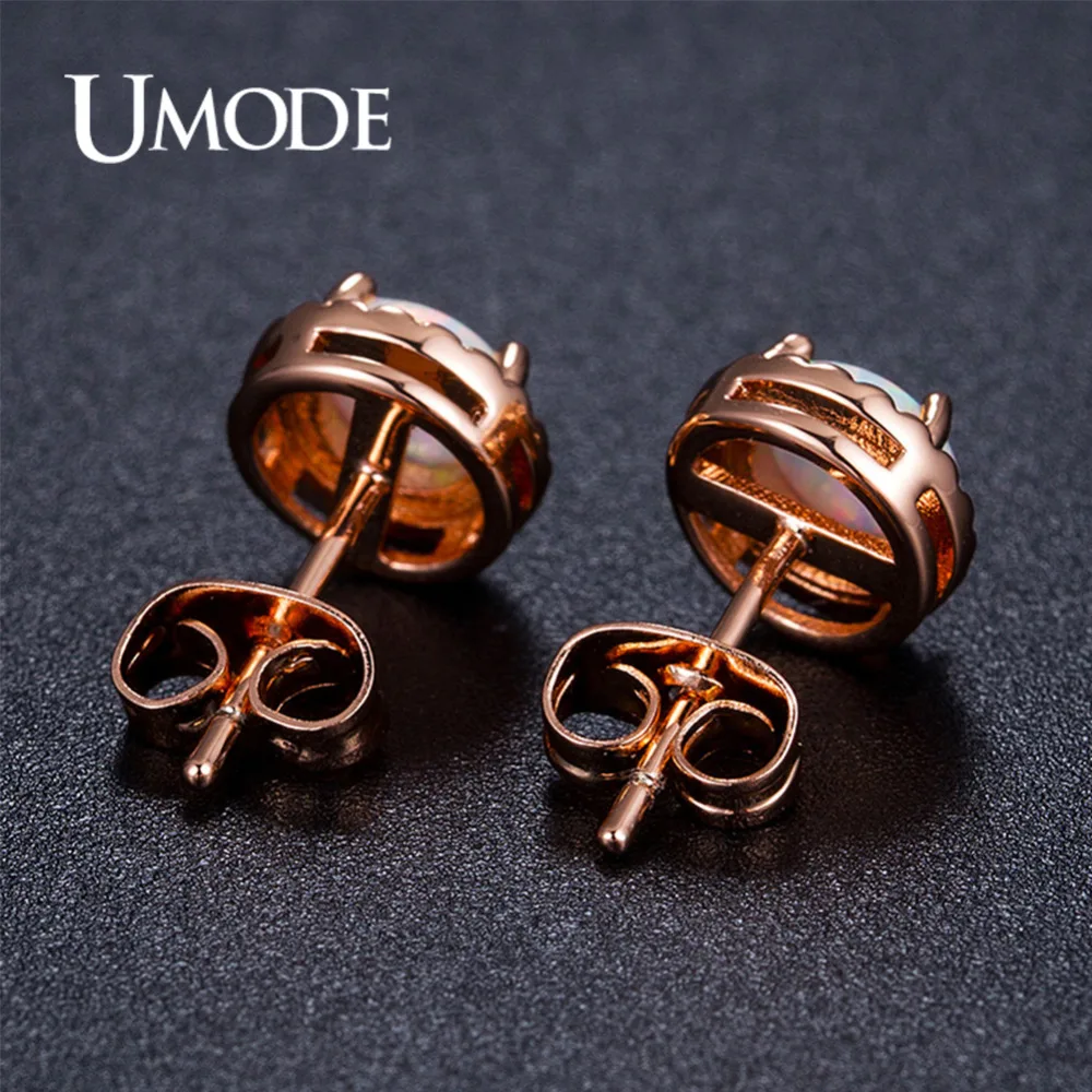 UMODE Fashion Rose Gold Color Stud Earring for Women Party Opal Earring Jewelry 2018 Pendientes Mujer Moda Brincos Femme AUE0394