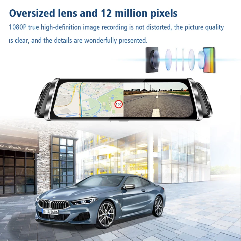 Автомобильный видеорегистратор 10 дюймов IPS сенсорный экран GPS Android 4G ADAS