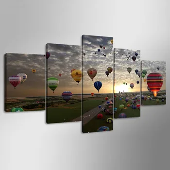 

HD Wall Art Modular Picture Home Decoration Posters 5 Panel Balloons Landscape Living Room Printed Modern Painting Canvas Frame