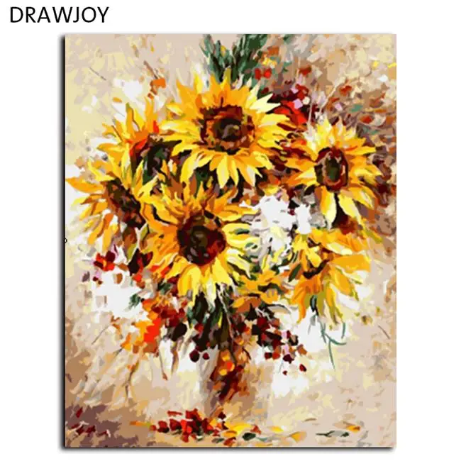 DRAWJOY Drop Shipping Framed Pictures DIY Oil Painting By Numbers Home Decor On Canvas Wall Art For Living Room 40*50cm - Цвет: as picture