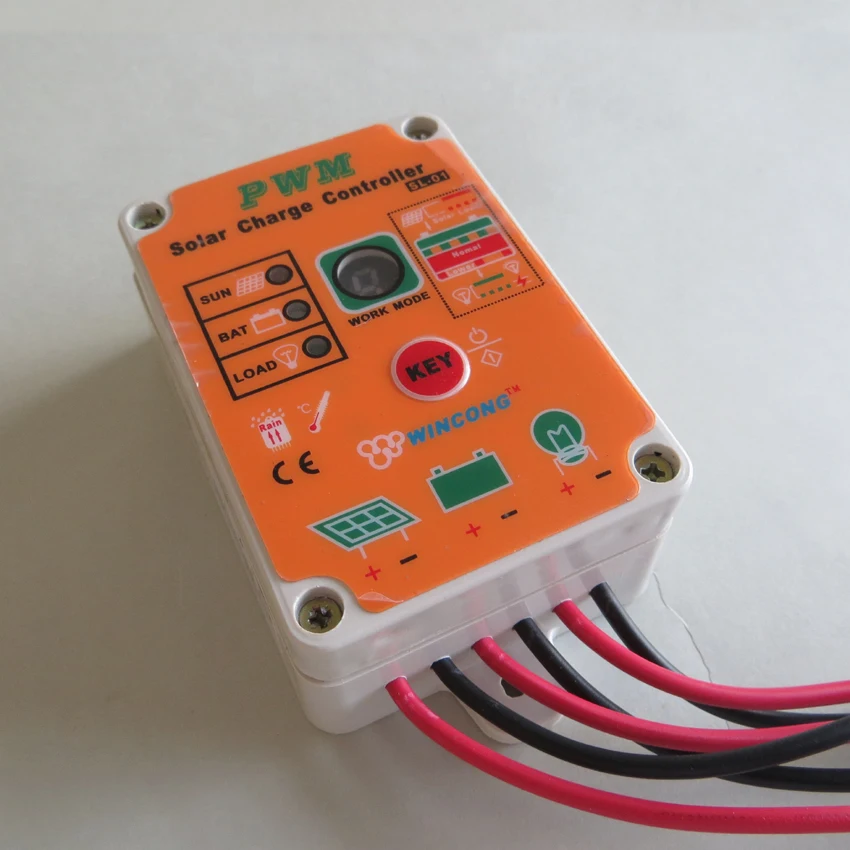 

10A 12V 24V Solar lamps controller Waterproof garden lights controller, 10amps lithium LiFePO4 batteries Solar charge regulators