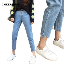 Осенние Летние джинсы брюки-бойфренды джинсовые штаны школьный стиль подчеркивающее тонкую талию джинсы свободные джинсы Haren для женщин девочек