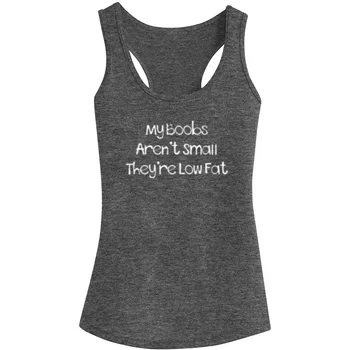 

Womens My Boobs Aren't Small They're Low Fat Fitness Workout Racerback Tank Tops - Heathered Grey