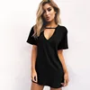 Women Tshirt Dress Summer Choker V-neck Summer Dresses Short Sleeve Casual Sexy Halter Loose Boho Beach Dress Vestidos Plus Size Dress Women's Women's Clothing