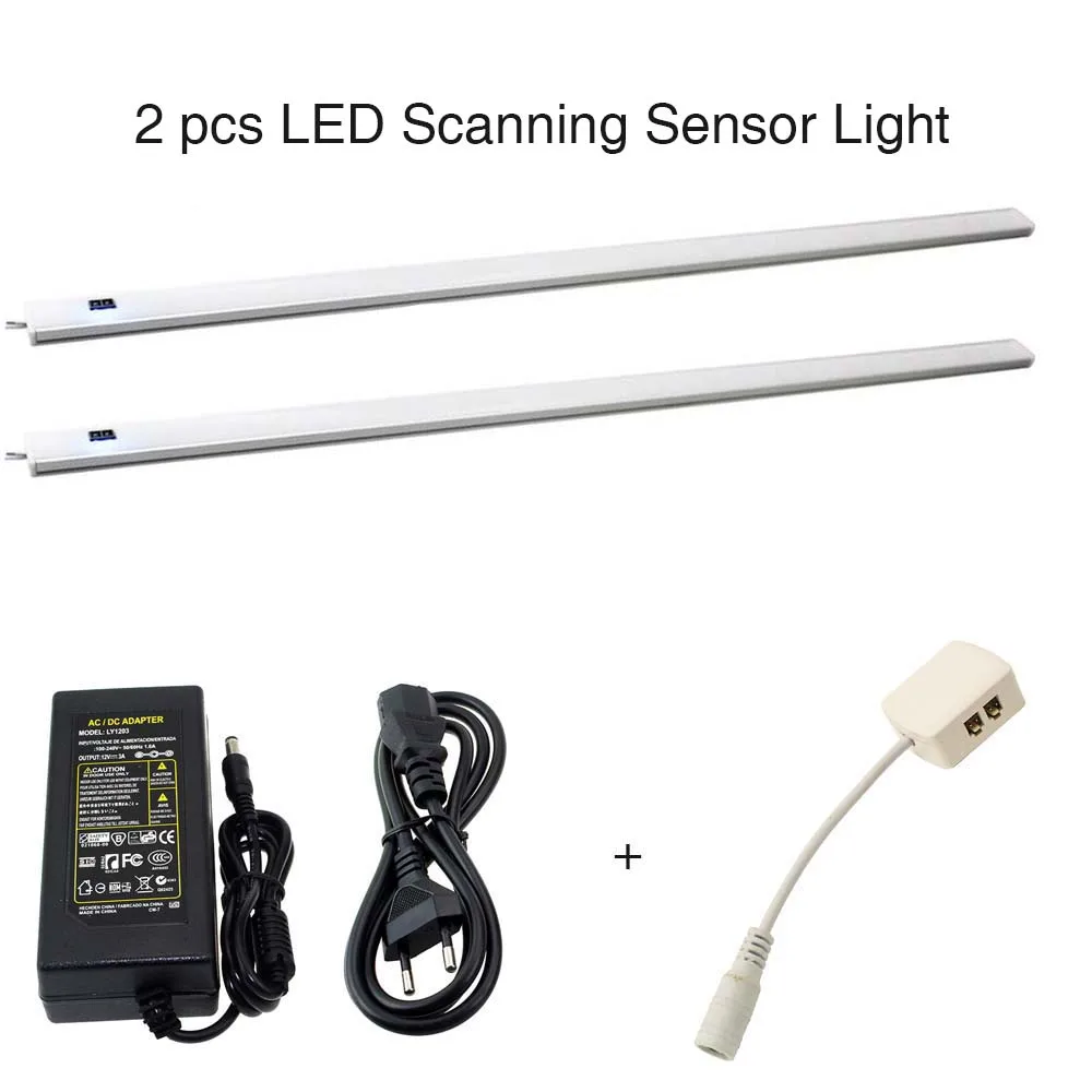 

2pcs LED Scanning Sensor Light Kitchen Light 50cm Motion Sweep Sensor Night Light Sensor for Cabinet Drawer with 3A power supply