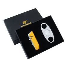 COHIBA JET пламенная Зажигалка для сигарет и двойная стальная головка для сигарет лучший костюм для сигарет с подарочной коробкой