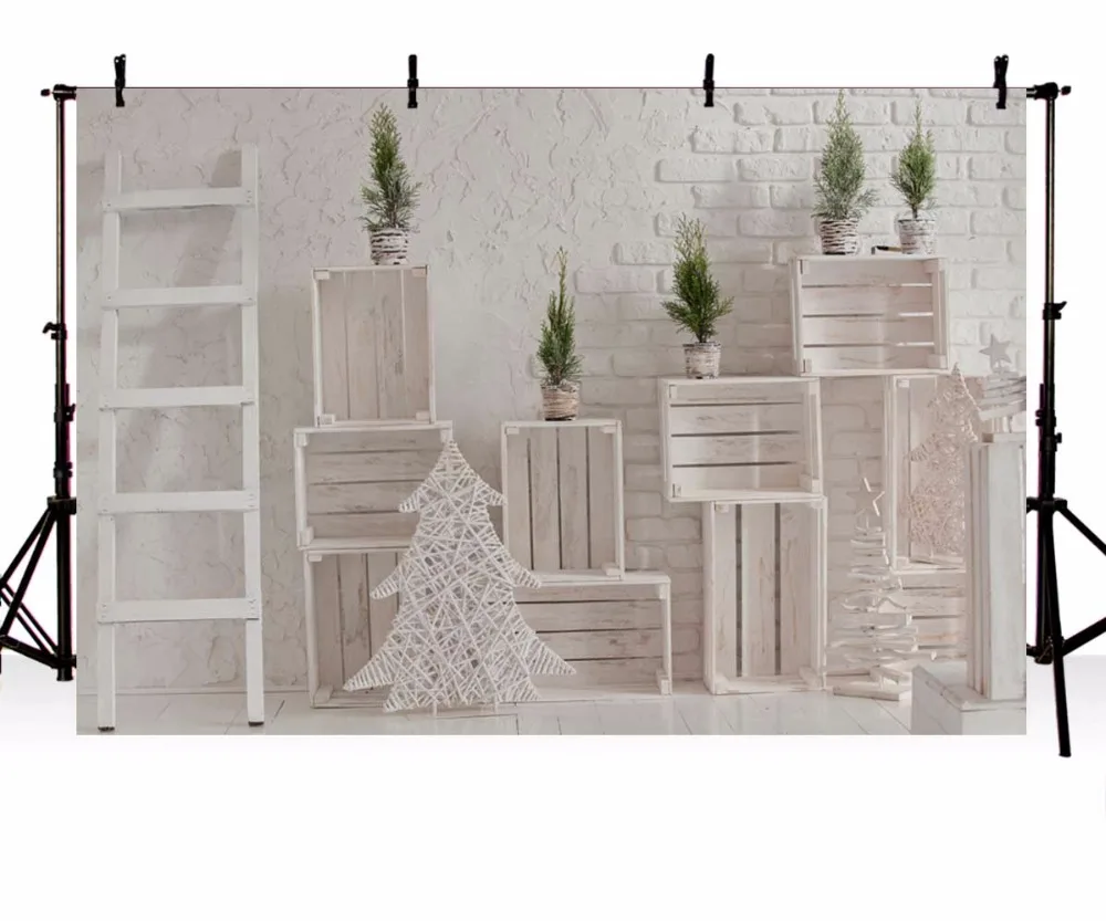 

Christmas Backdrop Vinyl Photography Background Christmas Tree Wood Stair Children Backdrops for Photo Studio ZR-212