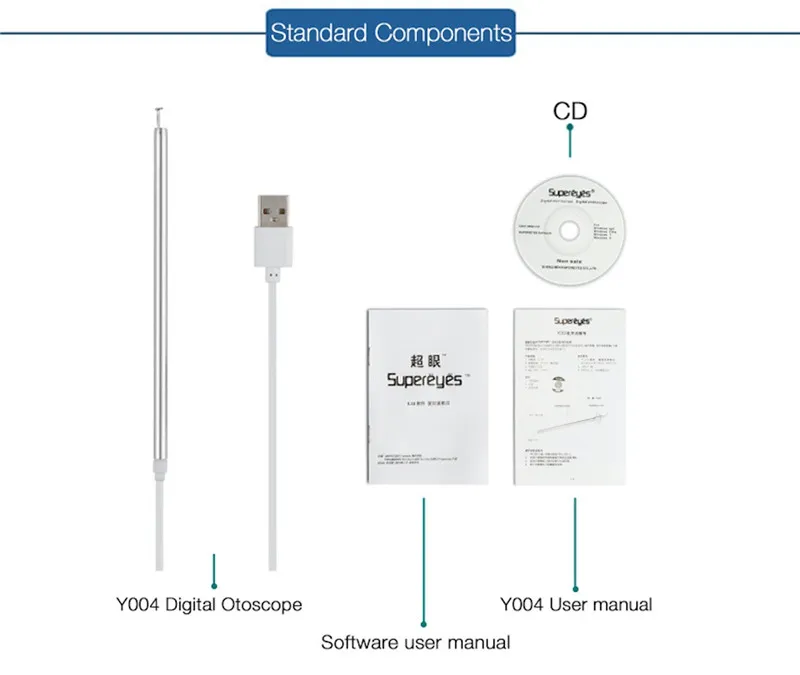 Supereyes Y004 5,4 мм 10x зум 2in1 USB/WI-FI цифровой Отоскоп микроскоп Лупа уха Палочки эндоскопа