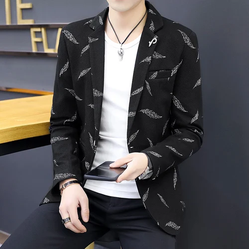 Мужская куртка для отдыха Размер 3XL Slim Fit Мужские куртки с длинным рукавом черные мужские куртки-блейзеры - Цвет: bai  ye