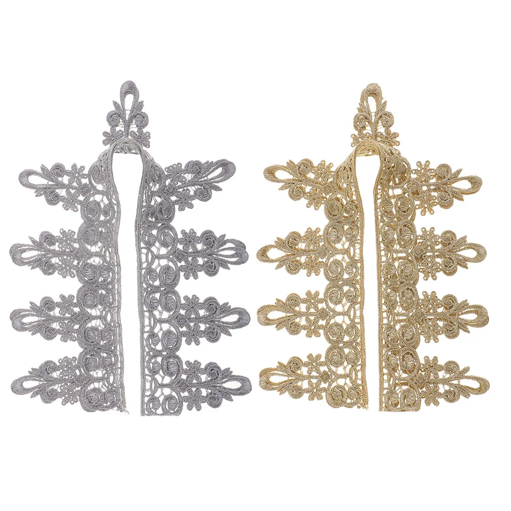 1 Yard Crown Metallic Embroidered Lace Trim Ribbon Wedding Appliques DIY Sewing Craft 