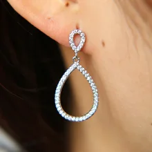 Горячая Простые полые зубец Установка кубического циркония слеза bling стильные серьги-гвоздики для женщин Девушка пирсинг ювелирные изделия