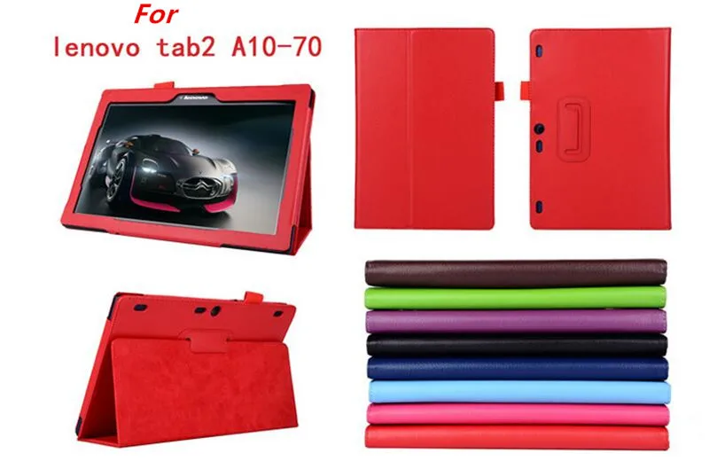 Litchi Pattern PU Leather Stand Flip Case Cover For Lenovo Tab 2 A10-70 A10 70 10.1 Tablet Case Cover (2)