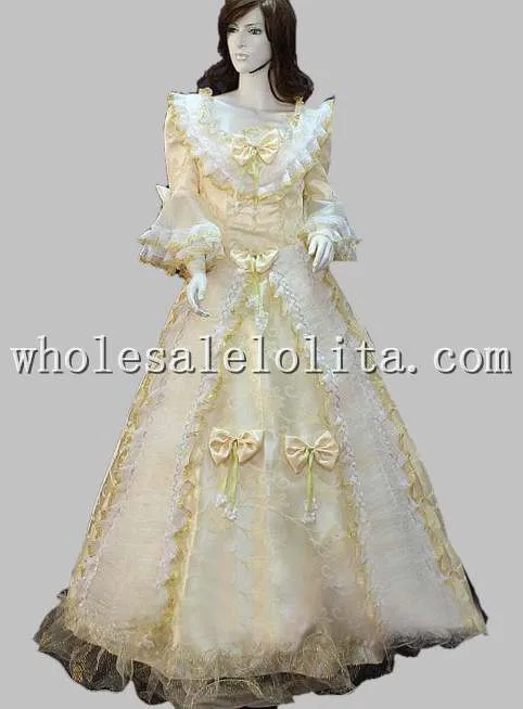 Золотой Королевский 18 век V шеи рококо платье барокко