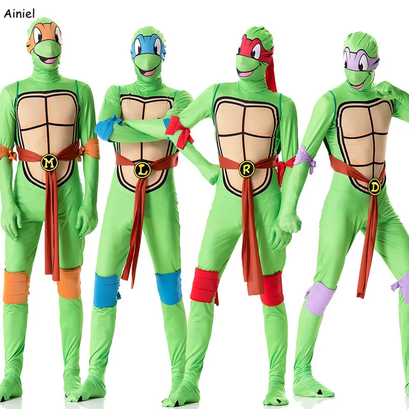 4 x Mens TMNT Teenage Mutant Ninja Turtles Raph Mike Leo Don Superhero Costume