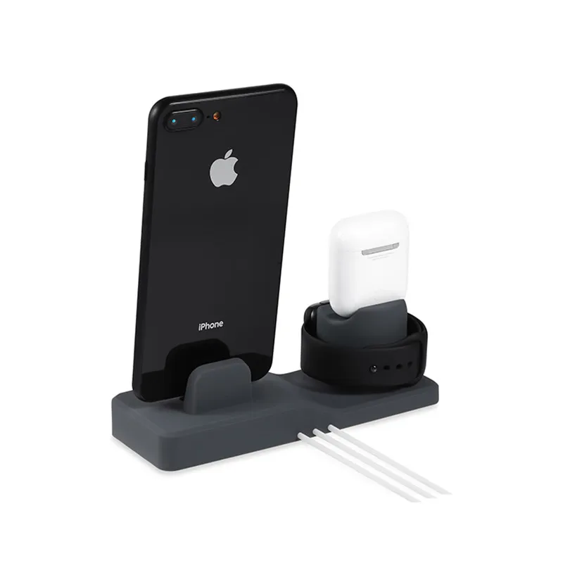 3 in 1 Charging Dock Holder For Iphone X XS Iphone 8 Iphone 7 Iphone 6 Silicone charger stand Dock Station Apple watch Airpods