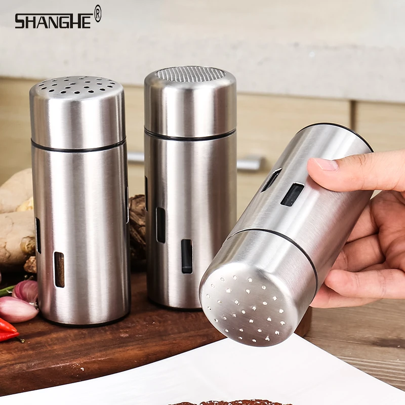 304 Stainless Steel Cruet Condiment Spice Jars Set Salt and Pepper