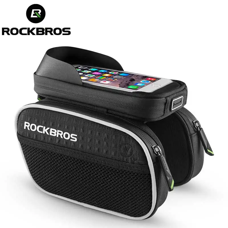 

ROCKBROS Bike Bag Rainproof Touch Screen MTB Cycling Bicycle Bag Reflective Frame Top Tube Phone Bag 6.0" Bike Accessories