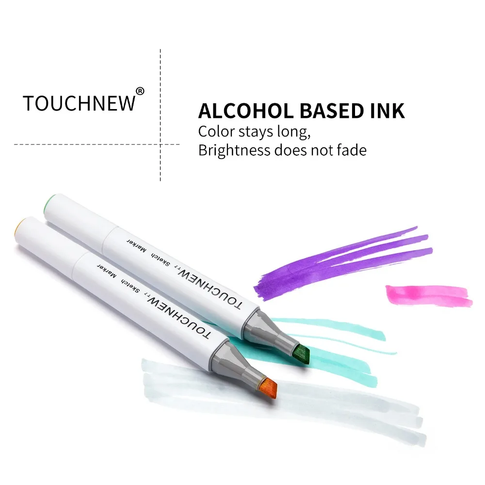 

TOUCHNEW 60Color Sketch Marker Set-Double Headed Art Markers for Beginner Hand Painting Drawing Alcohol Maeker Pen Supplies
