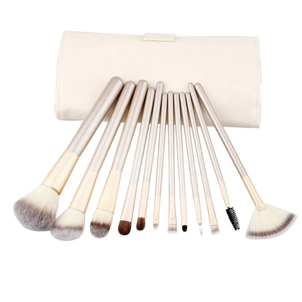 

12pcs Makeup Brushes set Fondation Eyeshadow Cosmetic Tool with Leather