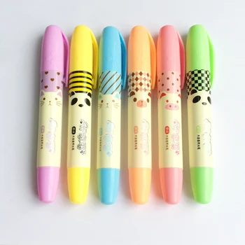 

Kawaii Panda Pig Cat Fragrance Highlighter Marker Colored Pen Drawing Remark Stationery School Office Supply