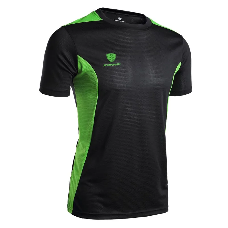 Летние мужские футболки для футбола, футболки для спортзала, футболки для футбола Camisa Masculina Maillot Foot Camisas, тонкие футболки, рубашка для бега - Цвет: FN24 Black