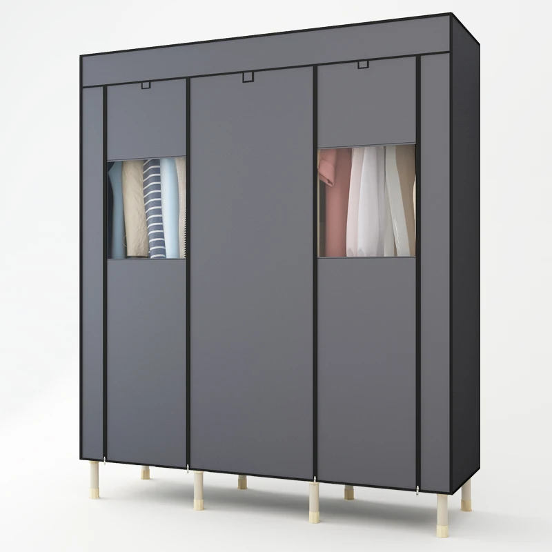 25MM Steel Pipe Wardrobe Bold Reinforcement Double Assembly font b Closet b font Organizer Simple Cloth