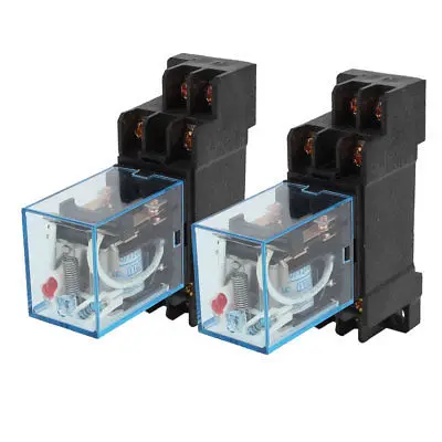 

2 Pcs AC 110V 10A Coil 35mm DIN Rail Electromagnetic Power Relay w Socket Base