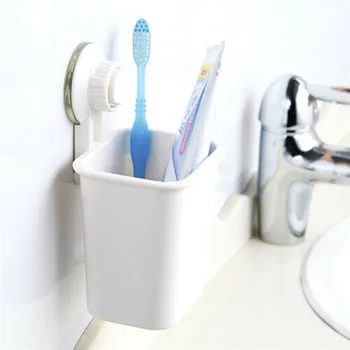 

Useful Bathroom Plastic Toothbrush Holder Wall Mount Suction Cup Toothpaste Storage Rack bathroom accessories accesorios #4JY17
