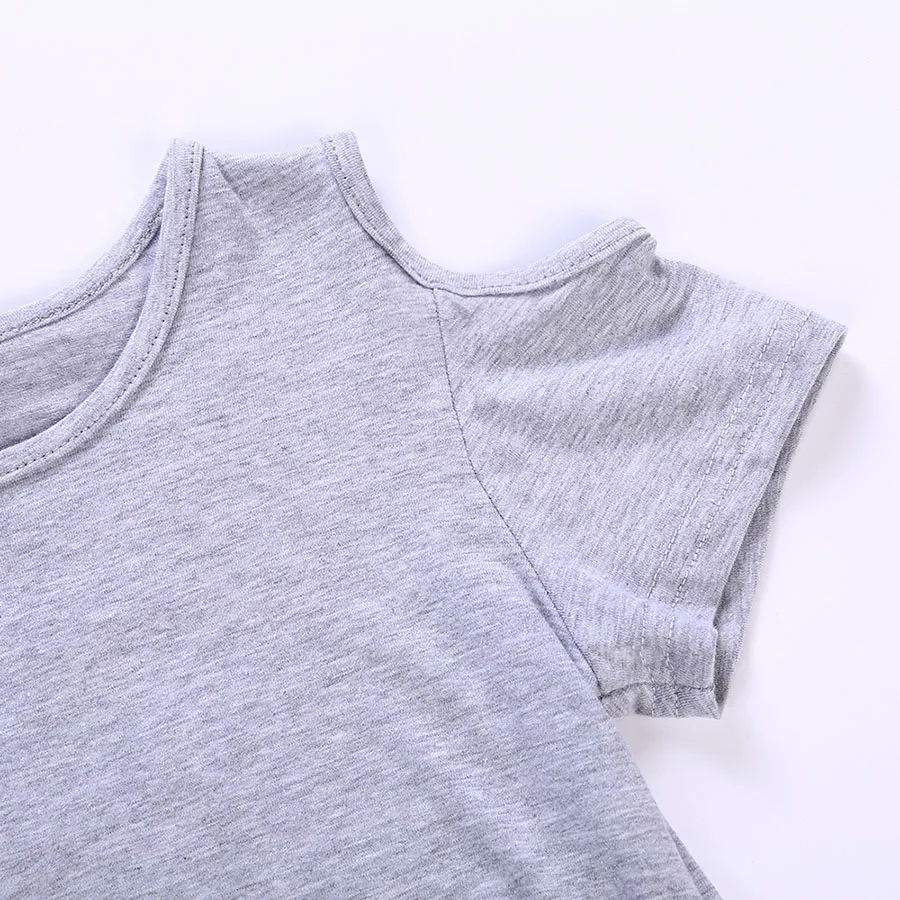 Dream Vine Baby Girls Blouse 2018 New Fashion Princess Clothing Gery Short Sleeve Baby Girls Shoulder-less Blouses for 1-4Y (3)