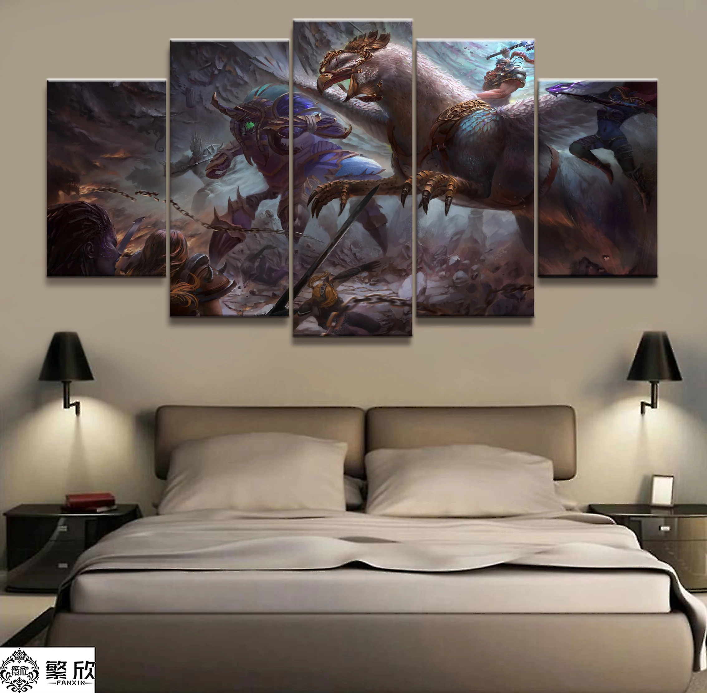 

Wall Art Poster Painting Modular Pictures For Living Room Decorative Pictures Canvas Printed 5 Panel Game Warcraft