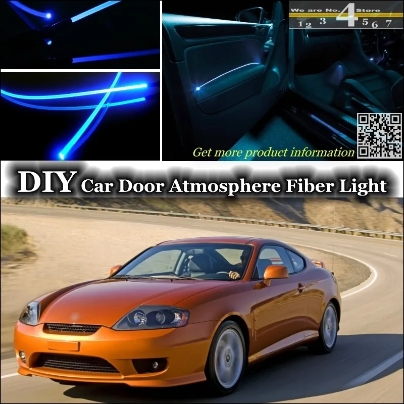 For Hyundai Coupe Tiburon Tuscani interior Ambient Light Tuning Atmosphere Fiber Optic Band Lights Door Panel illumination Refit