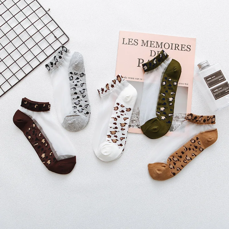 

Margote Store Summer Lady Crystal Short Elastic Slim Stockings Lace Socks Cotton Bottom Skid Short