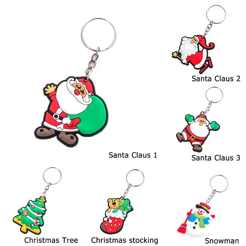 1PC Christmas Tree Ornament Hanging Pendants Gifts Cartoon Santa Claus Snowman Christmas Decora adornos de navidad Keyring Gifts