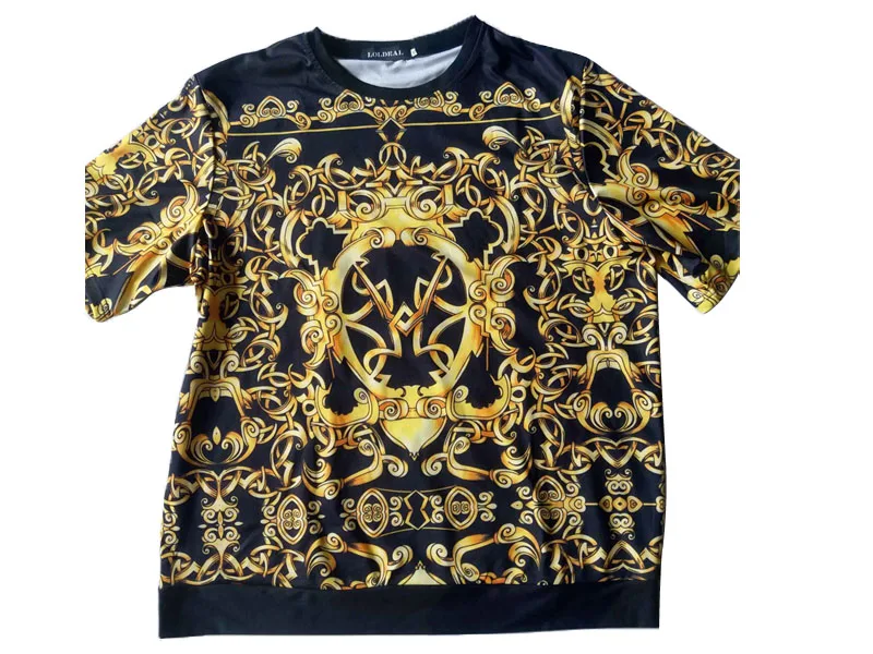 Mens Short Sleeve Baroque Print T-Shirt Shorts Sets Mens Short Sleeve Baroque Print T-Shirt Shorts Sets