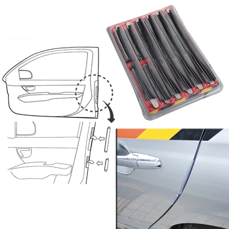 

8Pcs/set Universal Car Door Guard Edge Corner Bumper Buffer Trim Molding Protection Strip Scratch Protector Car Door Crash Bar