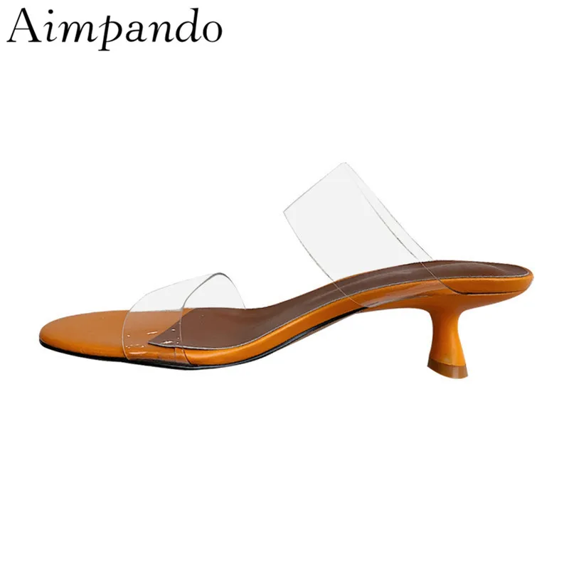 

Sweet Candy Color Summer Slippers Women Thin Strange Heel Open Toe Slip On Slides Transparent PVC Beach Shoes Chaussuare Femme