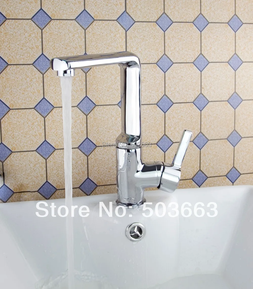 Great Promotion Chrome Brass Bibcock Kitchen Faucet Spout Vessel Sink Single Handle Deck Mounted Mixer Tap