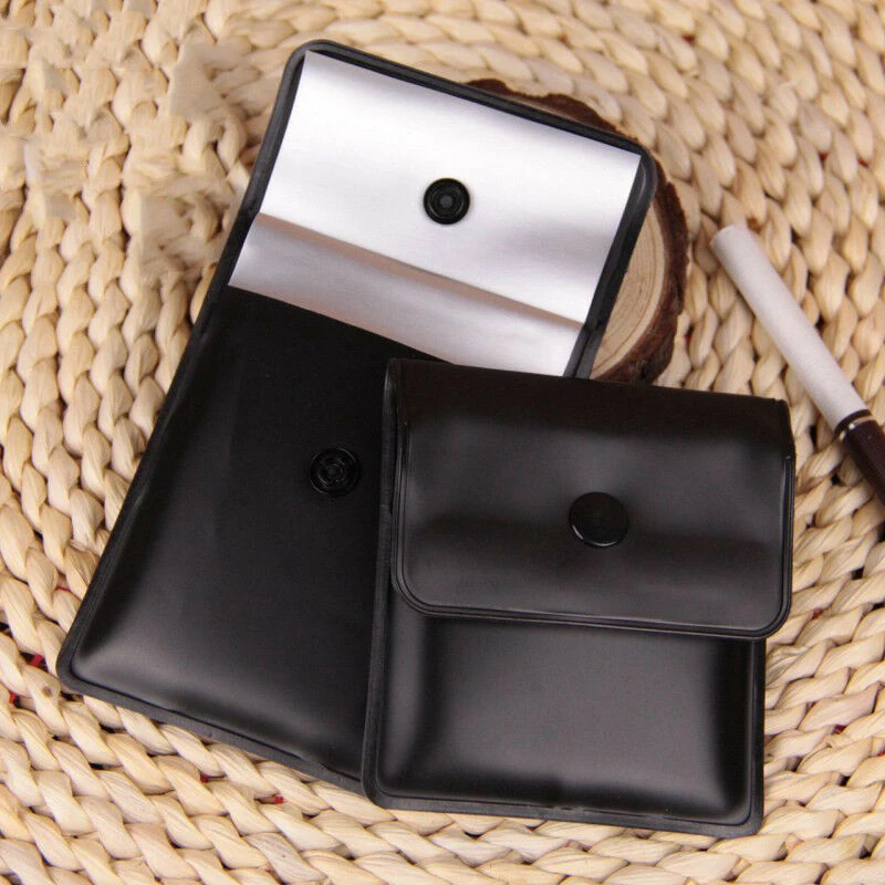 2Pcs Black Ashtrays Bags Smoking Cigarette Tobacco Fireproof Portable PVC Ash Storage Tools for Outdoor Dating Shopping | Дом и сад