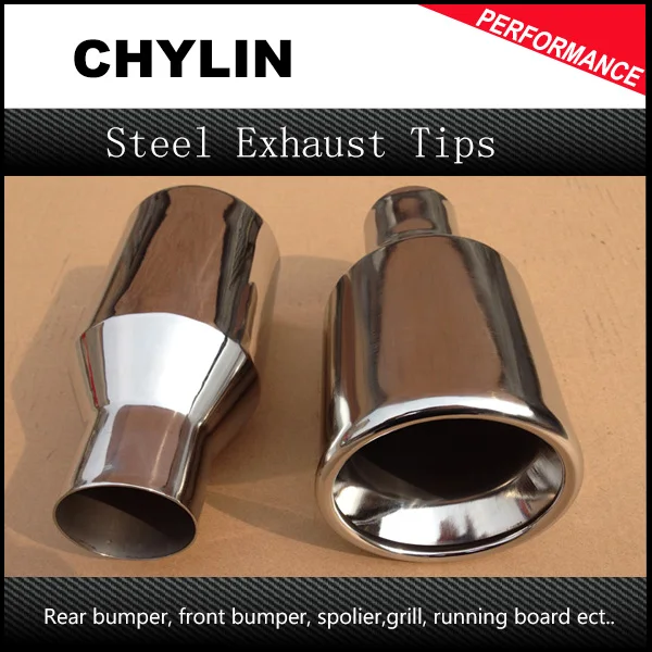 2pcs ID 54mm OD 101mm Car Stainless Steel Chrome Round Tail Muffler Tip Pipe font b