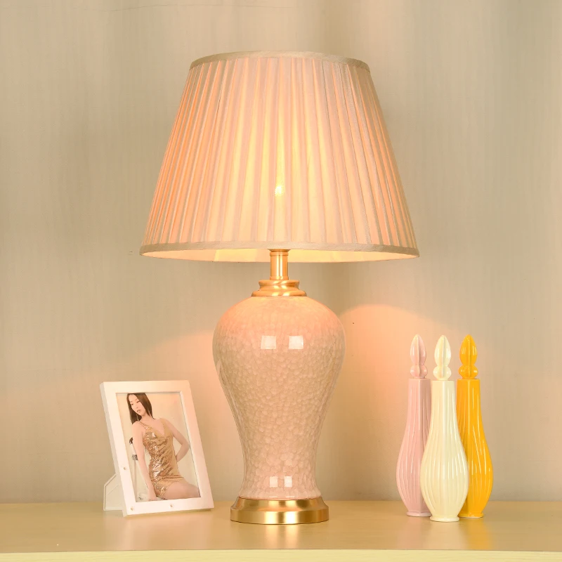 China Antique Living Room Study Retro Vintage Table Lamp Porcelain Ceramic Table Lamp wedding decoration pink table lamp (2)