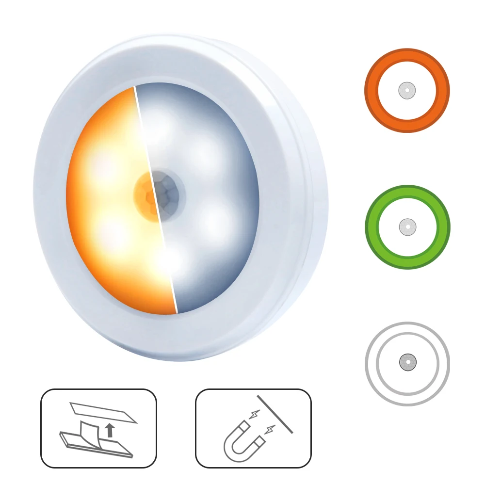 Светодиодный движения Сенсор свет датчик обнаружения, инфракрасный датчик движения ночника Батарея работает магнит или ленты для Шкаф