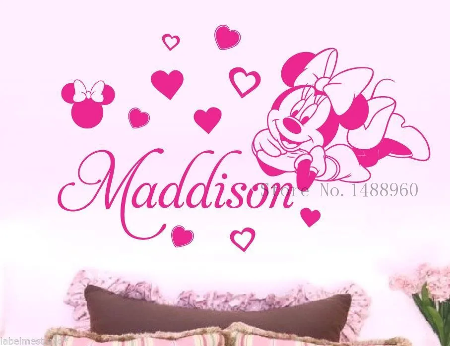 E133 Minnie Mouse Vinyl Wall Stickers for kids room decor Removable wall decal For Baby Girls