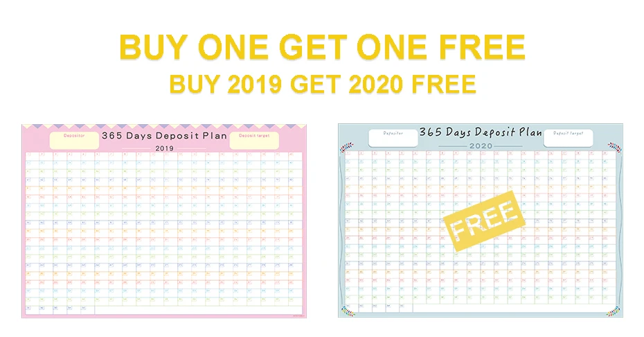 365 Days Calendar Planner Creative Periodic Deposit Planning Paper Year Deposit Plan Annual schedule Student Office Supplies 930_01