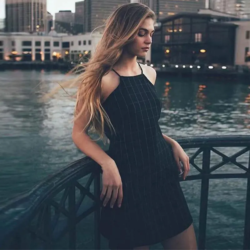 

Sexy Off Shoulder Plaid Mini Dresses Women Vintage Sling Loose A-line Dress Summer Ladies Fashion Elegant Simple Dress Vestidos