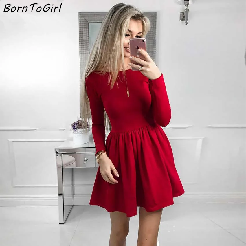 BornToGirl/женское Повседневное платье из замши сезон весна осень женское с длинными
