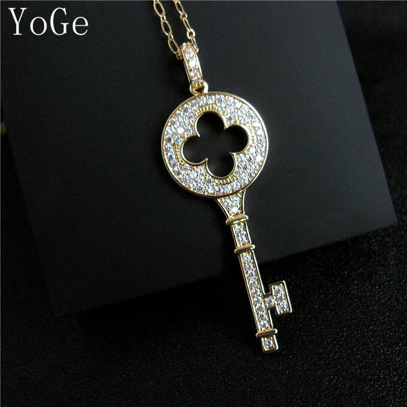 YoGe Wedding&ampParty Jewelry for Women P1181 Luxury AAA CZ shinning big key shaped long sweater chain | Украшения и аксессуары