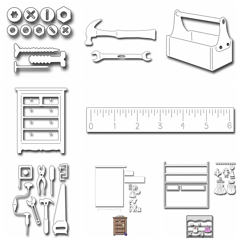 

Tools Cabinet Sets Metal Cutting Dies Stencils For DIY Scrapbooking Decorative Embossing Suit Paper Cards Die Cutting Template
